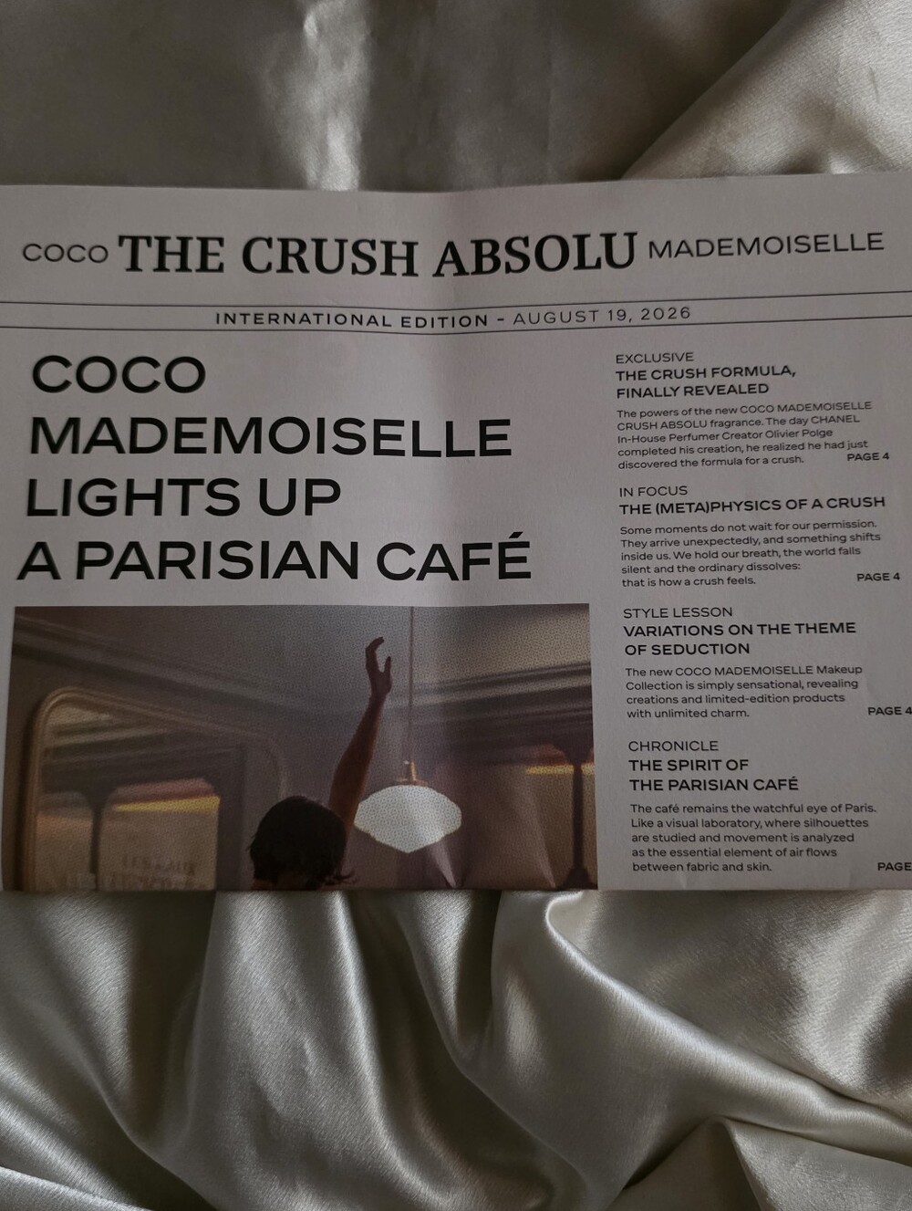 CHANEL Mademoiselle : Crush Absolu Event Collectible Keepsake Newspaper